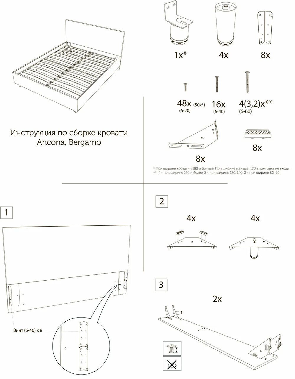 Пошаговая инструкция по сборке кровати дивана гарвард Кровать Bergamo 160x200 Ткань Люкс купить по низкой цене в интернет-магазине в С