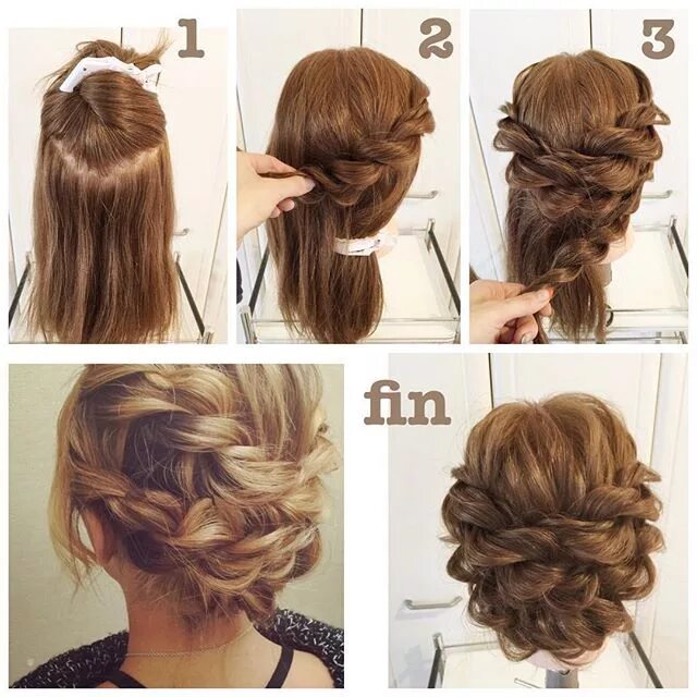 Пошаговая инструкция прически на средние Pinterest hair, Hair styles, Up hairstyles