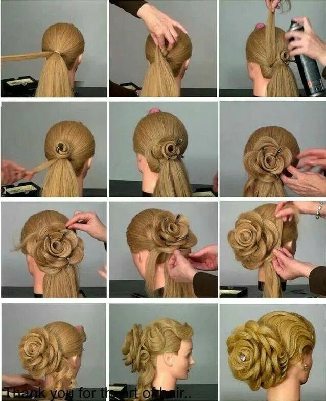 Пошаговая инструкция прически на средние Amazing Flower Hairstyle - AllDayChic Flowers in hair, Flower bun, Crazy hair