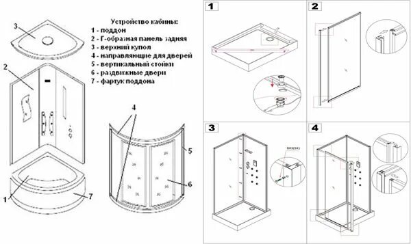 Пошаговая инструкция сборки душевой кабины дана Схема сборки душевой кабины - "Новая покупка"