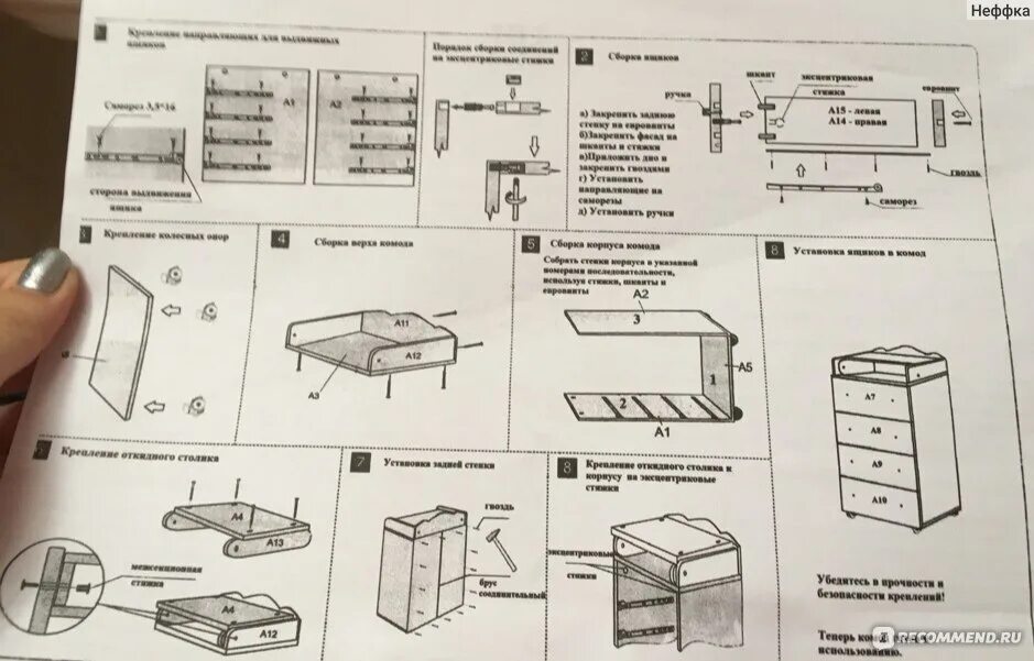 Пошаговая инструкция сборки комода Детский комод с пеленальной доской Антел Ульяна - 2 - "Классный комод и негатив 