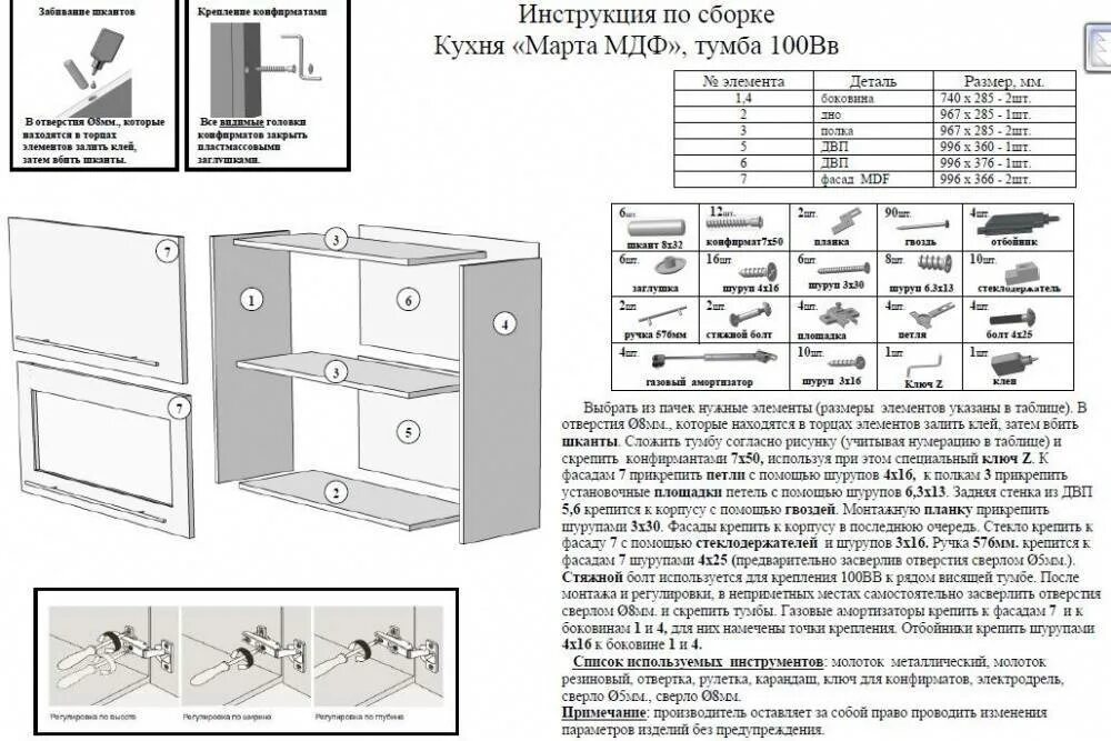 Пошаговая инструкция сборки кухонного гарнитура Схема сборки кухонного гарнитура