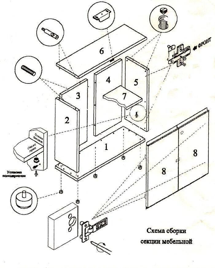 Пошаговая инструкция сборки кухонного гарнитура Схема сборки кухонного гарнитура