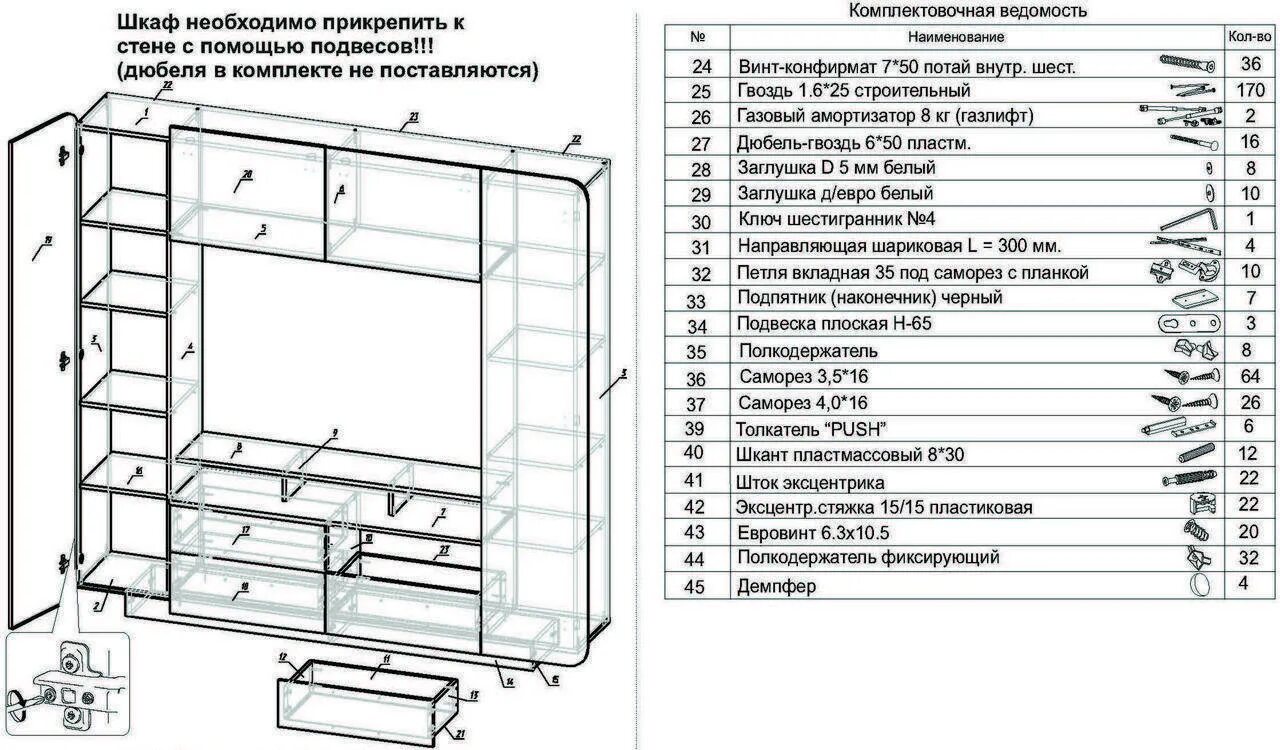 Пошаговая инструкция сборки стенки Гостиная бостон схема сборки