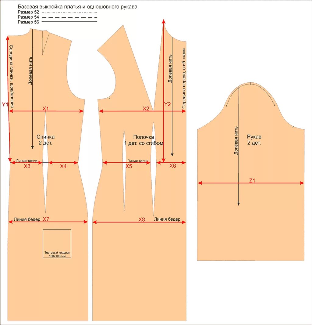 Пошаговая инструкция выкройки платья Базовая выкройка платья 52-56 р. для скачивания от А. Корфиати Выкройки, Выкройк