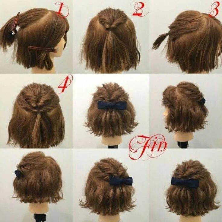 Пошаговая прическа на короткие волосы Pin by Linh Đào on Short hair Short hair updo, Short hair styles, Hair arrange