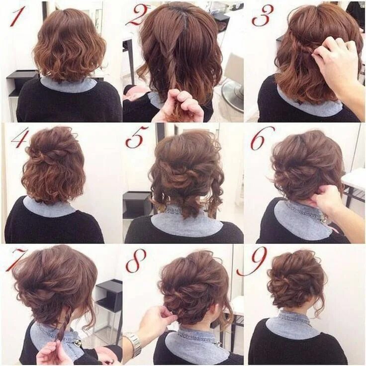 Пошаговая прическа на короткие волосы hairstyles.haircut.hair on Somegram * Posts, Videos in 2024 Short hair up, Short