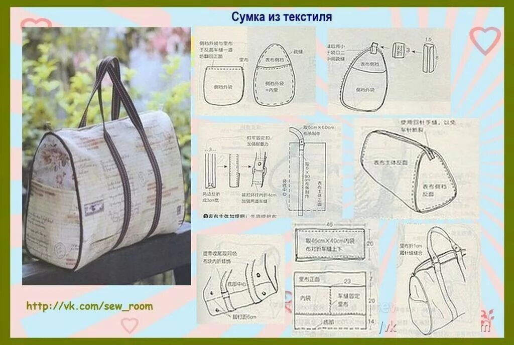 Пошаговая выкройка сумки Пин на доске Сумки Выкройки, Выкройки сумок, Сумки