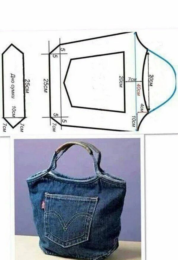 Пошаговая выкройка сумки из старых джинсов Pin by Melinda Armstrobg on Bags in 2024 Denim bag patterns, Denim bag diy, Blue