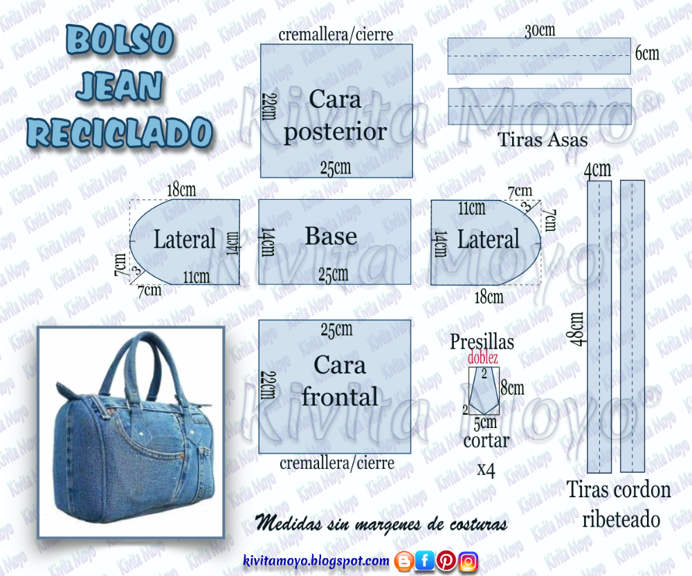 Пошаговая выкройка сумки из старых джинсов BOLSO JEAN RECICLADO Denim bag patterns, Leather bag pattern, Duffle bag pattern