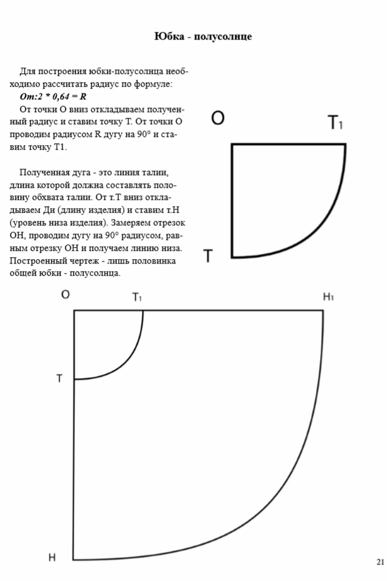 Пошаговая выкройка юбки полусолнце Учебник по конструированию женской одежды. Bespoked.ru