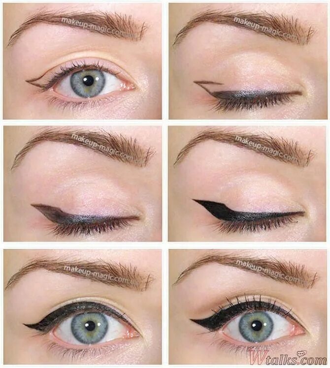 Пошагово фото стрелок для глаз The Flick Stick Winged Eyeliner Stamp, 2 x Black Liquid Eyeliner Pens, Easy Cat 