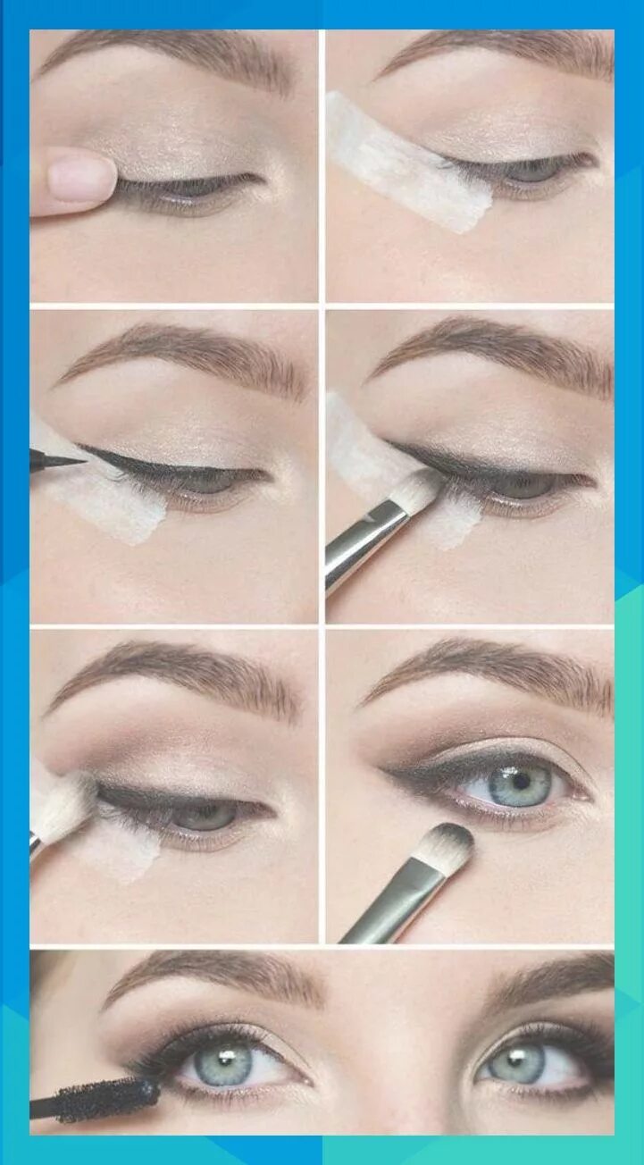 Пошагово фото стрелок для глаз tracé son eyeliner avec du scotch #kpowlowski457 Eye makeup tutorial, Eye makeup