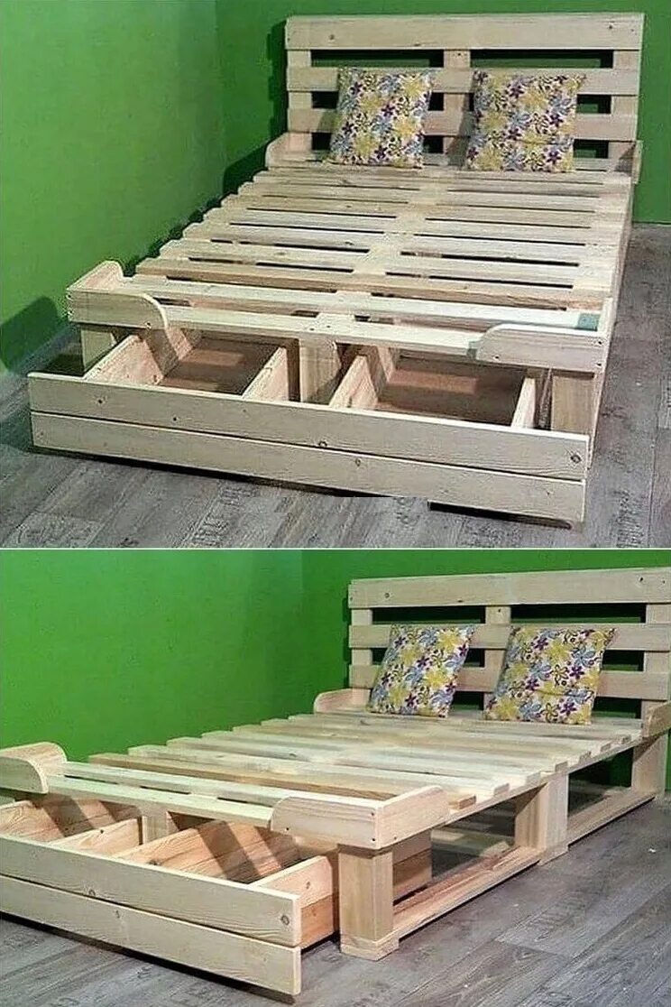 Пошагово кровать из поддонов фото This kind of bed can be made using wooden pallets. Comfortable, comfortable and 