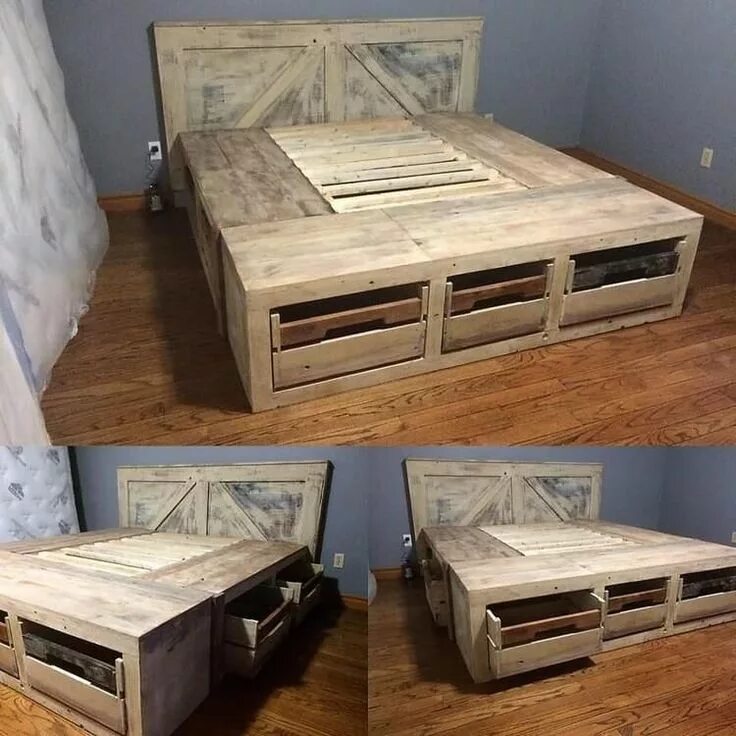 Пошагово кровать из поддонов фото You can magically make it the wood pallet bed designing as settle inside the liv