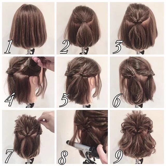 Пошагово легкие прически на короткие волосы Pin by Rizwana Tasnim on Hair Short hair updo, Hair arrange, Pinterest hair