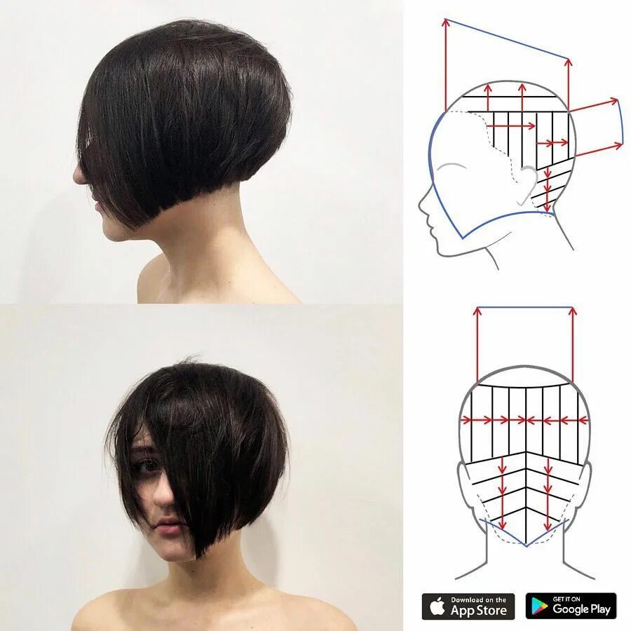 Пошагово стрижка короткое каре Hairdressing Head Sheets on Instagram: "Hair by @vladislava_babich ❤ ☝ ️Diagrams 