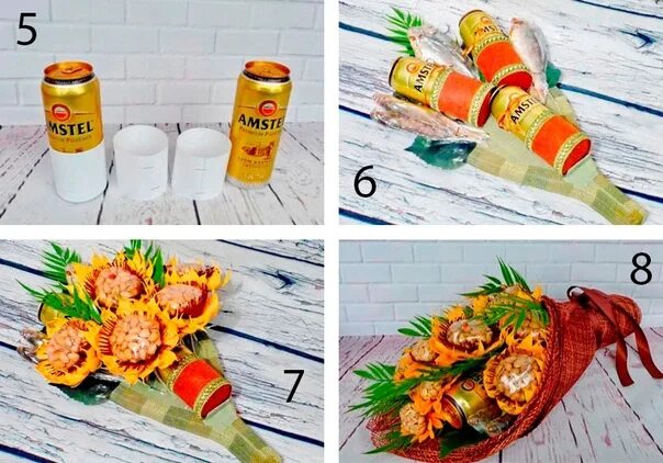 Пошаговое фото букета из пива Edible bouquet 2023 ОчУмелые ручки Творчество Сделай сам. VK