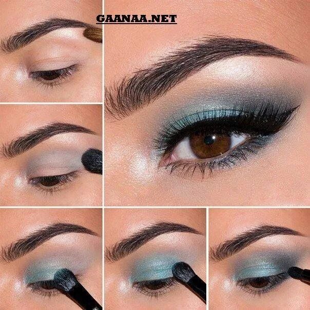 Пошаговое фото как правильно красить глаза Pin by Ikram Mstf on Make-up Teal eye makeup, Turquoise eye makeup, Turquoise ma