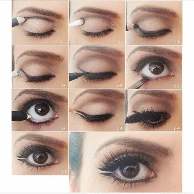 Пошаговое фото карих глаз Day Makeup For Brown Eyes Предметы макияжа, Сделать глаза больше, Макияж глаз