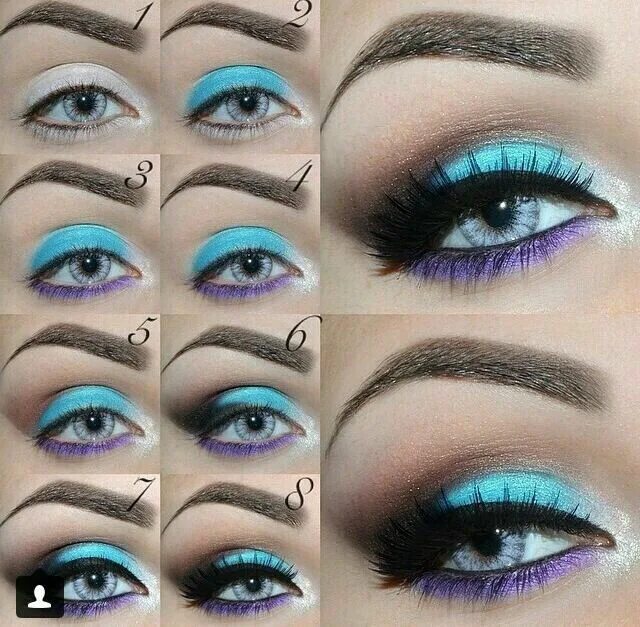 Пошаговое фото макияжа для голубых глаз Pin by Shnaw Jamal on Makeup For Eyes Purple makeup, Purple eye makeup tutorial,