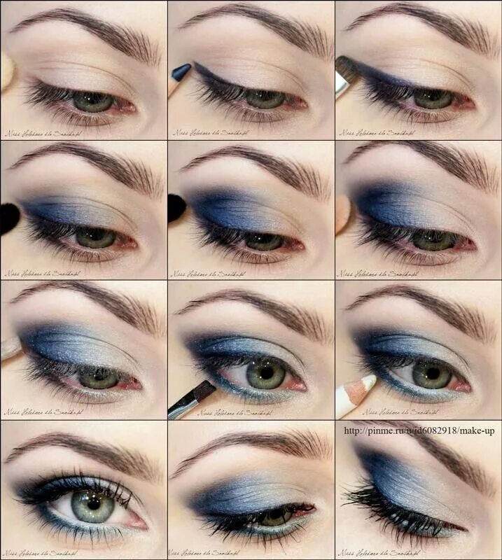 Пошаговое фото макияжа для голубых глаз Pin by Света Переяслівець on Сукні Blue eyeshadow makeup, Simple eye makeup, Eas