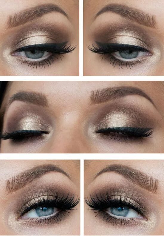 Пошаговое фото макияжа для голубых глаз #SkinCare #Eye #Makeup by #Eye Makeup Bronze makeup, Brunette makeup, Bronzed ma