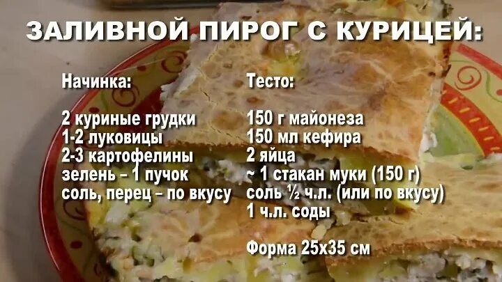 Пошаговое фото рецепт заливных пирогов Видео Быстрый заливной пирог с курицей и картошкой на майонезе и кефире. Простой