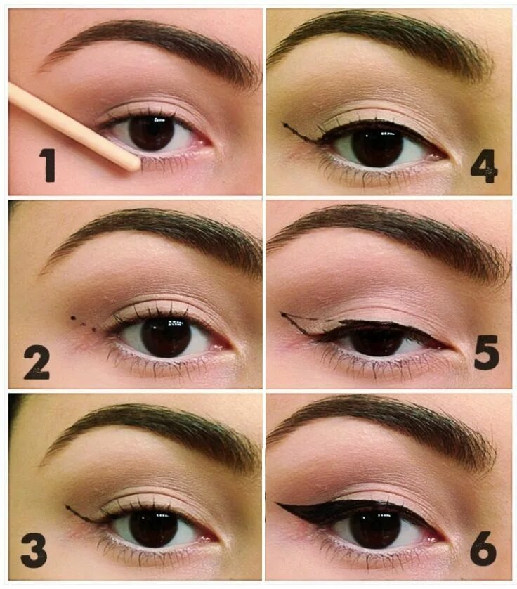 Пошаговое фото стрелок на глазах How To Apply Eyeliner Like a PRO! Oog make up, Oogmake-up, Make up