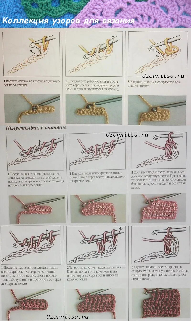 Пошаговое вязание крючком для начинающих схемы Научиться вязать спицами для начинающих с нуля