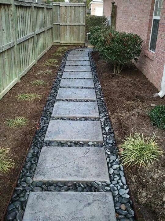 Пошаговые дорожки на даче своими руками River rock and pavers Pathway landscaping, Walkway landscaping, Small yard lands