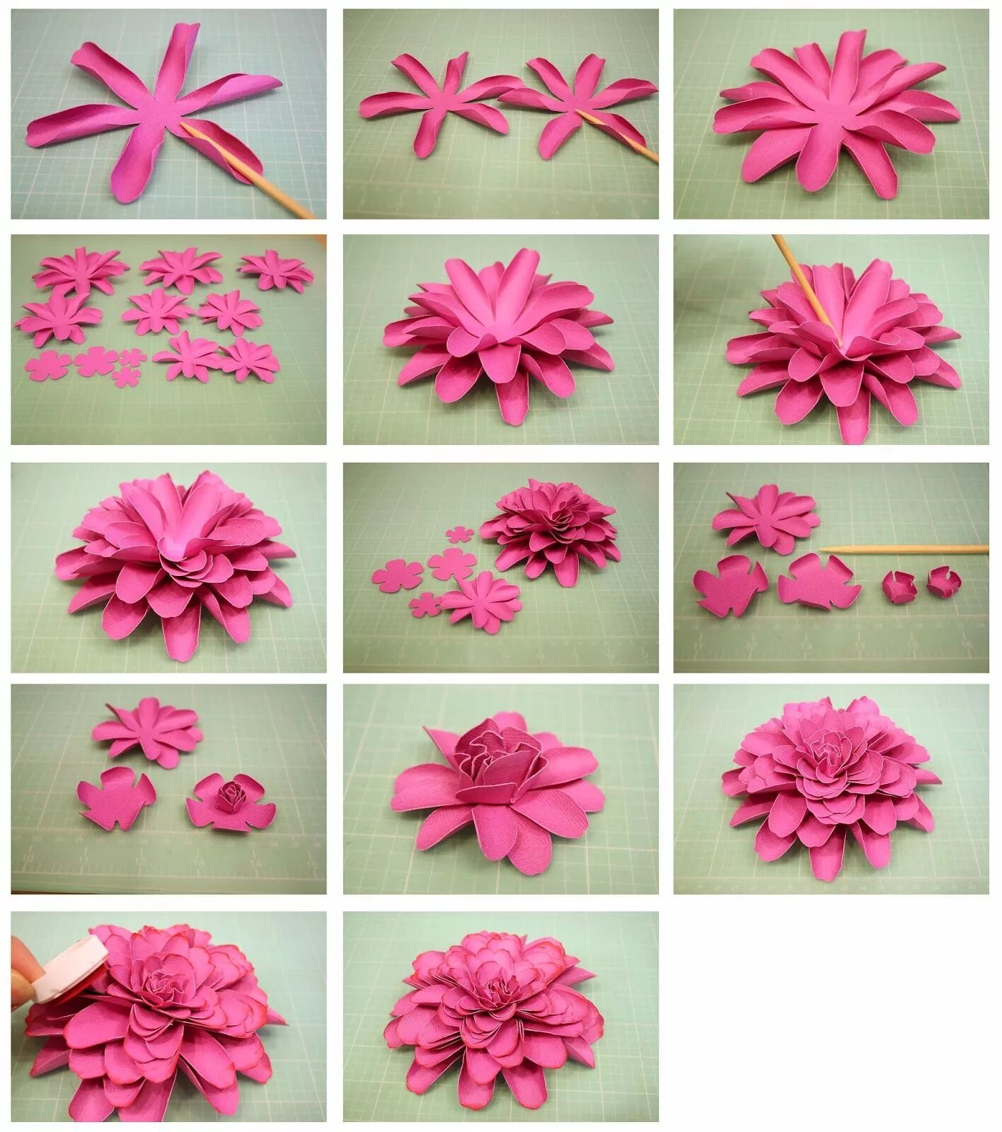 Пошаговые фото из бумаги Bits of Paper: 3D Dahlia & Another Mum Paper Flower Paper flowers, Paper flower 