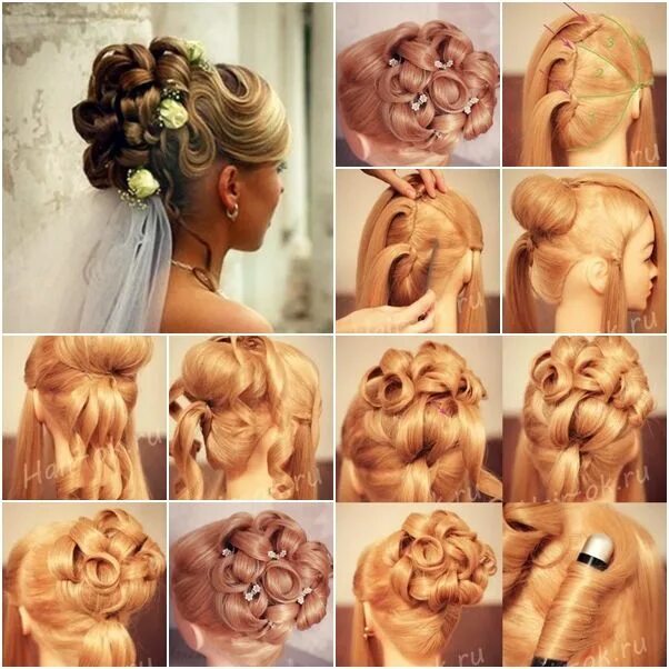 Пошаговые фото причесок Pin by Sabrina Parrish on Hair, Makeup, and Nails Wedding hairstyles, Trendy wed