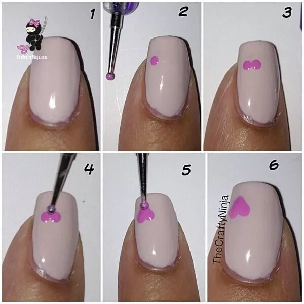 Пошаговые маникюры фото Going to try with Avon's nail dotting tool and speed dry nail polish. DIY Heart 