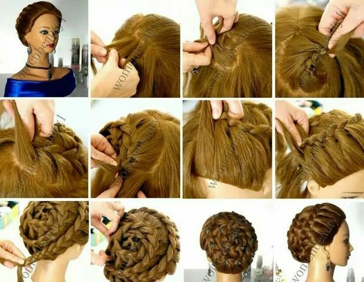 Пошаговые прически косички фото Wedding hair Wedding hairstyles, Hair styles, Trendy hairstyles