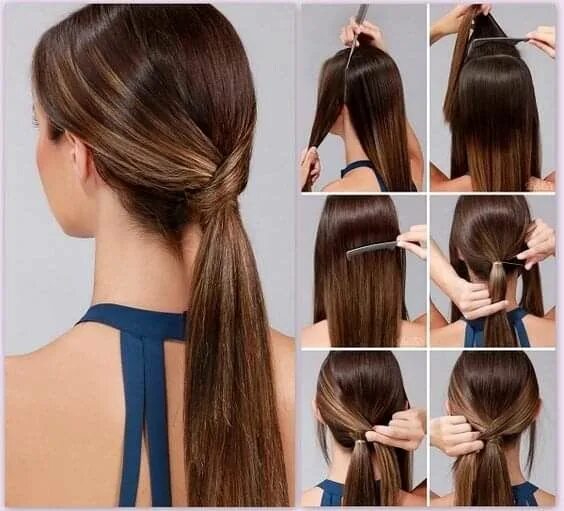 Пошаговые прически на длинные волосы хвост Pin on Hair style Low ponytail hairstyles, Ponytail hairstyles easy, Long hair s