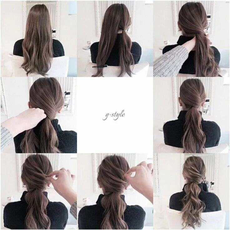 Пошаговые прически на длинные волосы хвост Lower Ponytail Long Hair Inspiration Tóc và làm đẹp, Kiểu tóc bện, Bím tóc