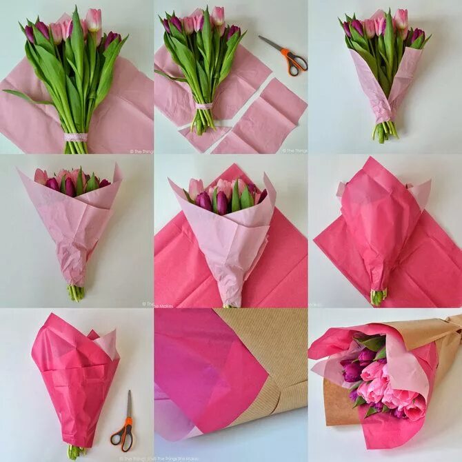 Пошаговые тюльпаны фото Cara Mudah Membuat Buket Bunga - AbelFlorist.com Flower bouquet diy, How to wrap