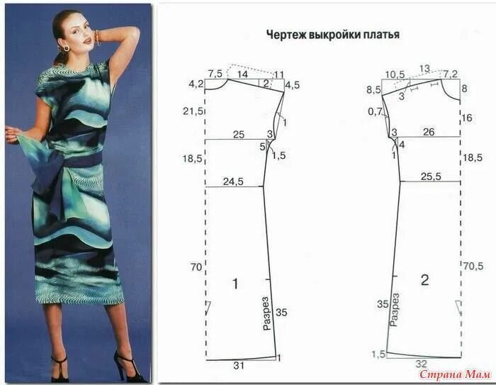 Пошаговые выкройки платьев для начинающих Интересные модели и простые выкройки - 4 Узоры для одежды, Выкройка платья, Одеж