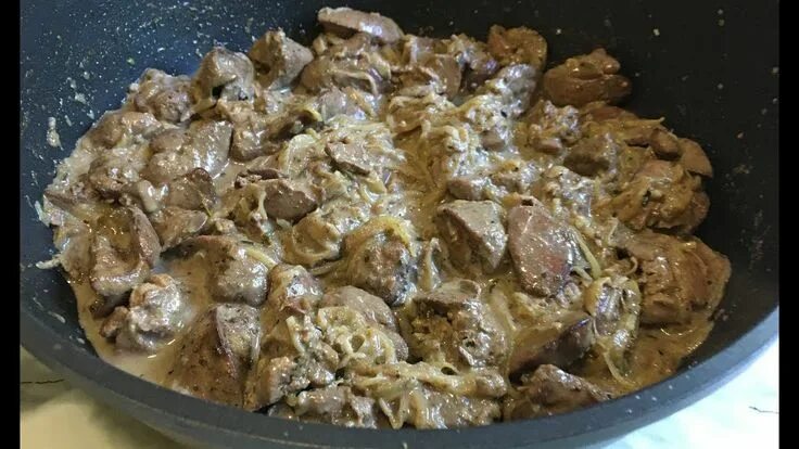 Пошаговый фото рецепт куриная печень ПРОСТО ТАЕТ ВО РТУ!!! КУРИНАЯ ПЕЧЕНЬ В СМЕТАНЕ / Chicken Liver in Sour Cream Еда