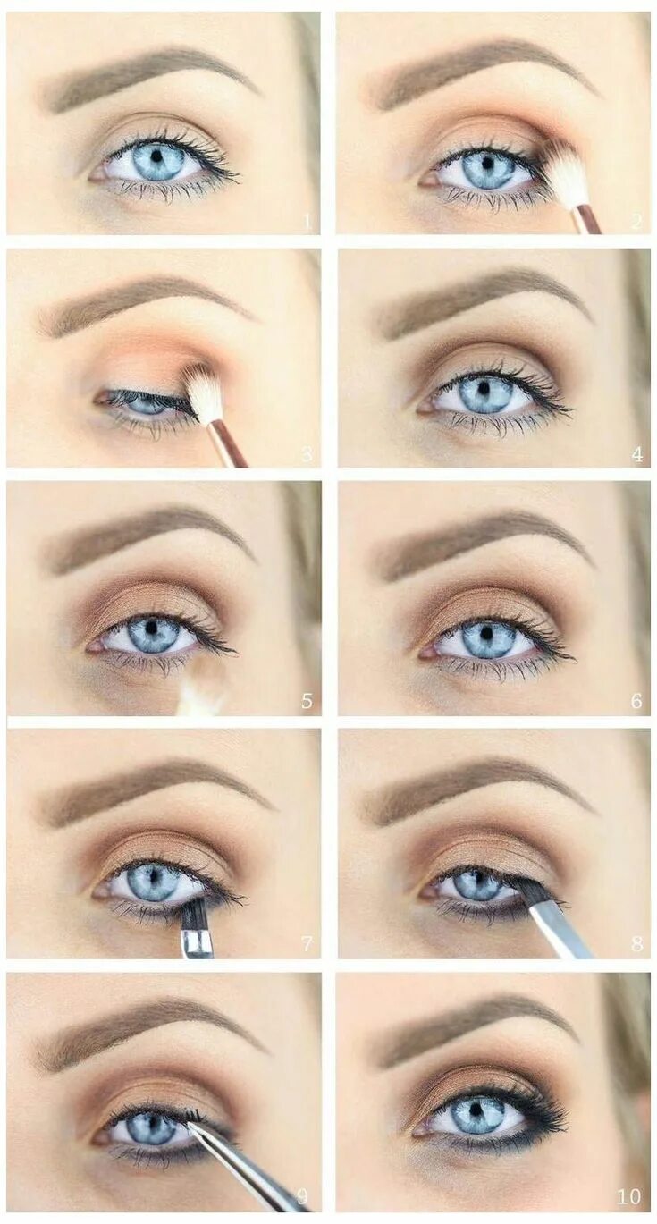 Пошаговый легкий макияж глаз Natural Eye Makeup For Blue Eyes Step By Step Blue eye makeup tutorial, Blue eye