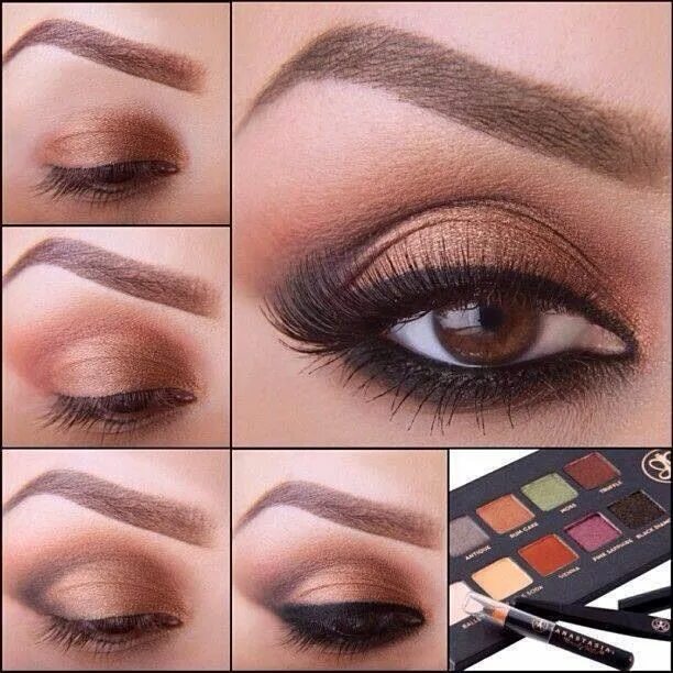 Пошаговый макияж для карих Beautiful Brown Eye Makeup Eye makeup, Skin makeup, Makeup