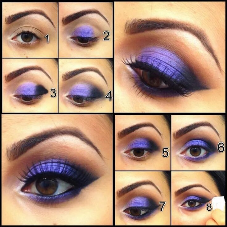 Пошаговый макияж для карих глаз начинающих Facebook Lila augen make-up, Lila make-up, Braune augen schminken