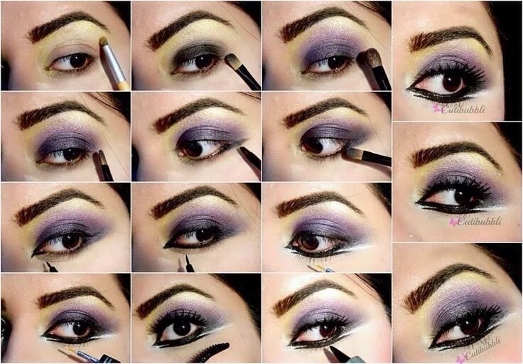 Пошаговый макияж для начинающих с фото пошагово Urban Decay Smokey Eye Tutorial Smokey eye makeup tutorial, Purple eye makeup, E