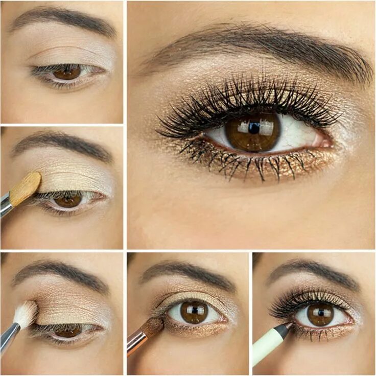 Пошаговый макияж для увеличения глаз How to Re-Create the Gold Smoky Eye You Love From Pinterest - Beauty - #Beauty #