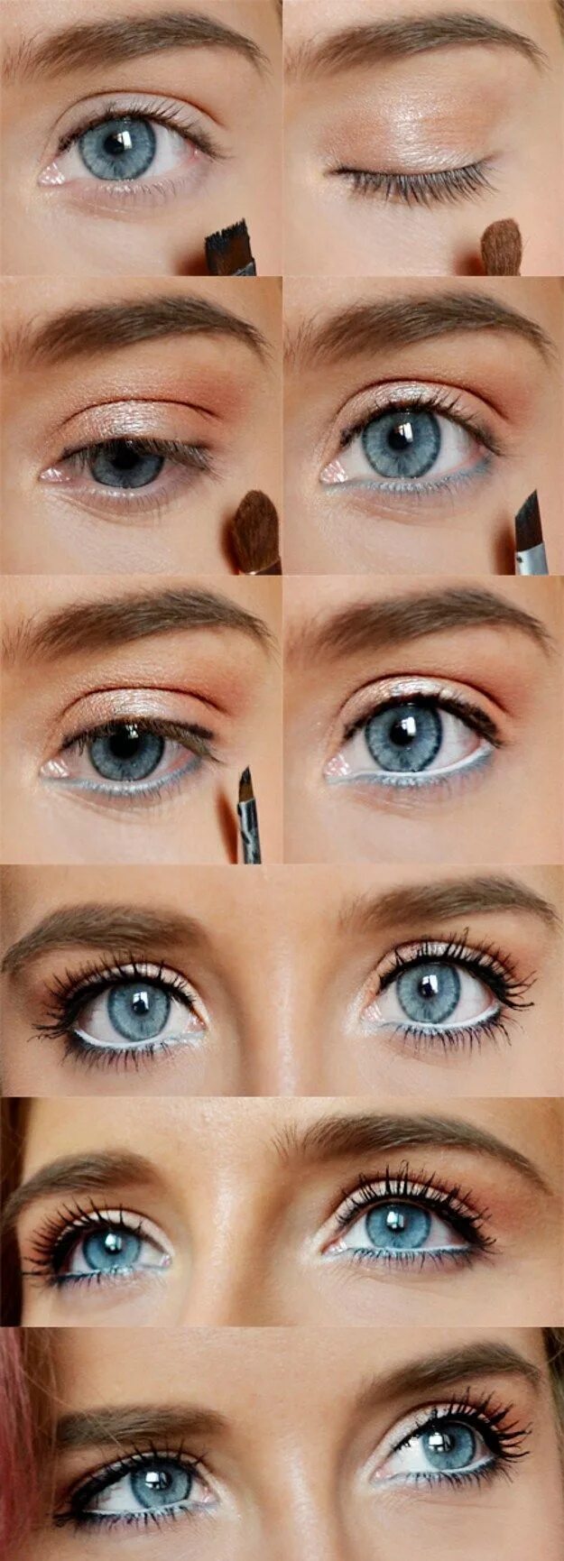 Пошаговый макияж для увеличения глаз фото Lovely Makeup Tutorials For Blue Eyes Blue eye makeup tutorial, Spring makeup, B