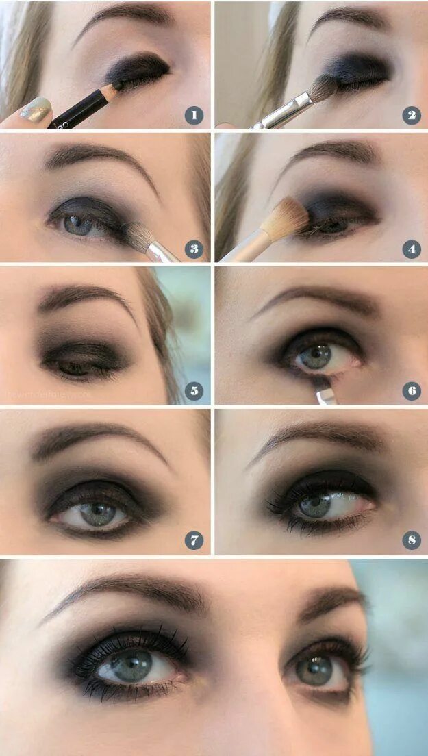 Пошаговый макияж для увеличения глаз фото Makeup Tutorials & Makeup Tips : Super Black Smokey Eye Smokey Eye Night Out Mak