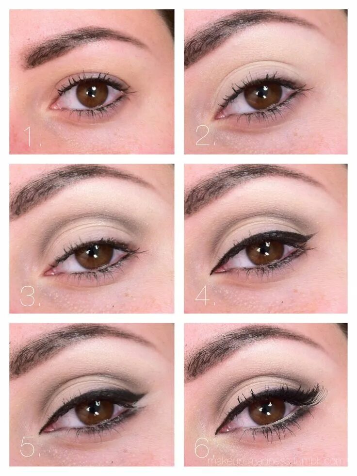 Пошаговый макияж для увеличения глаз фото White, Black and Gold Wedding Make up. audrey hepburn make up Eye makeup, Natura