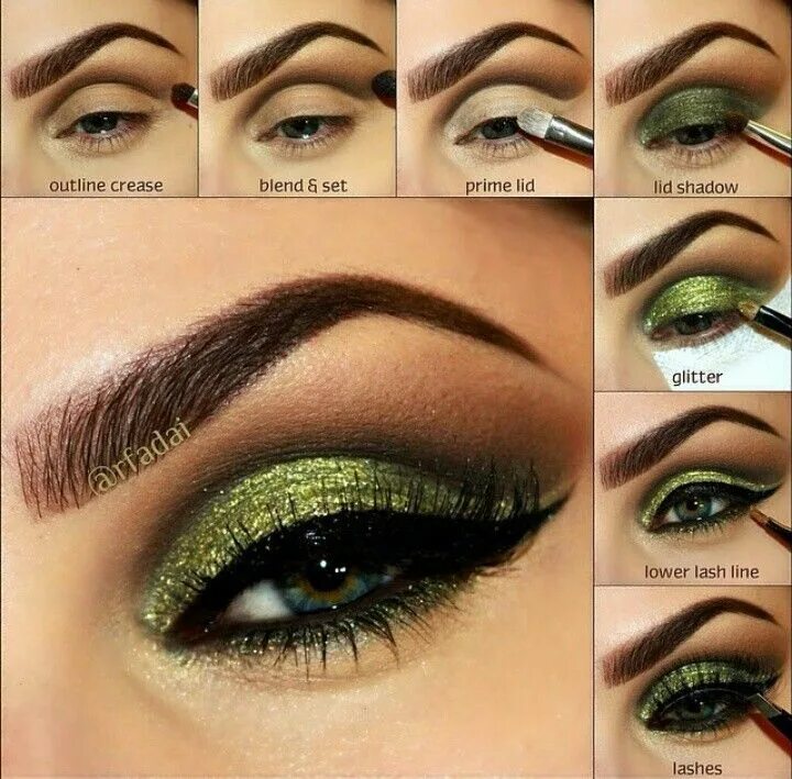 Пошаговый макияж для зеленых глаз блондинки Olive green shade Makeup for green eyes, Green eyeshadow, Eye makeup