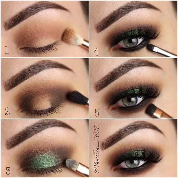 Пошаговый макияж для зеленых глаз блондинки Brown and Green Step by Step Makeup Tutorial Eye makeup steps, Smokey eye makeup